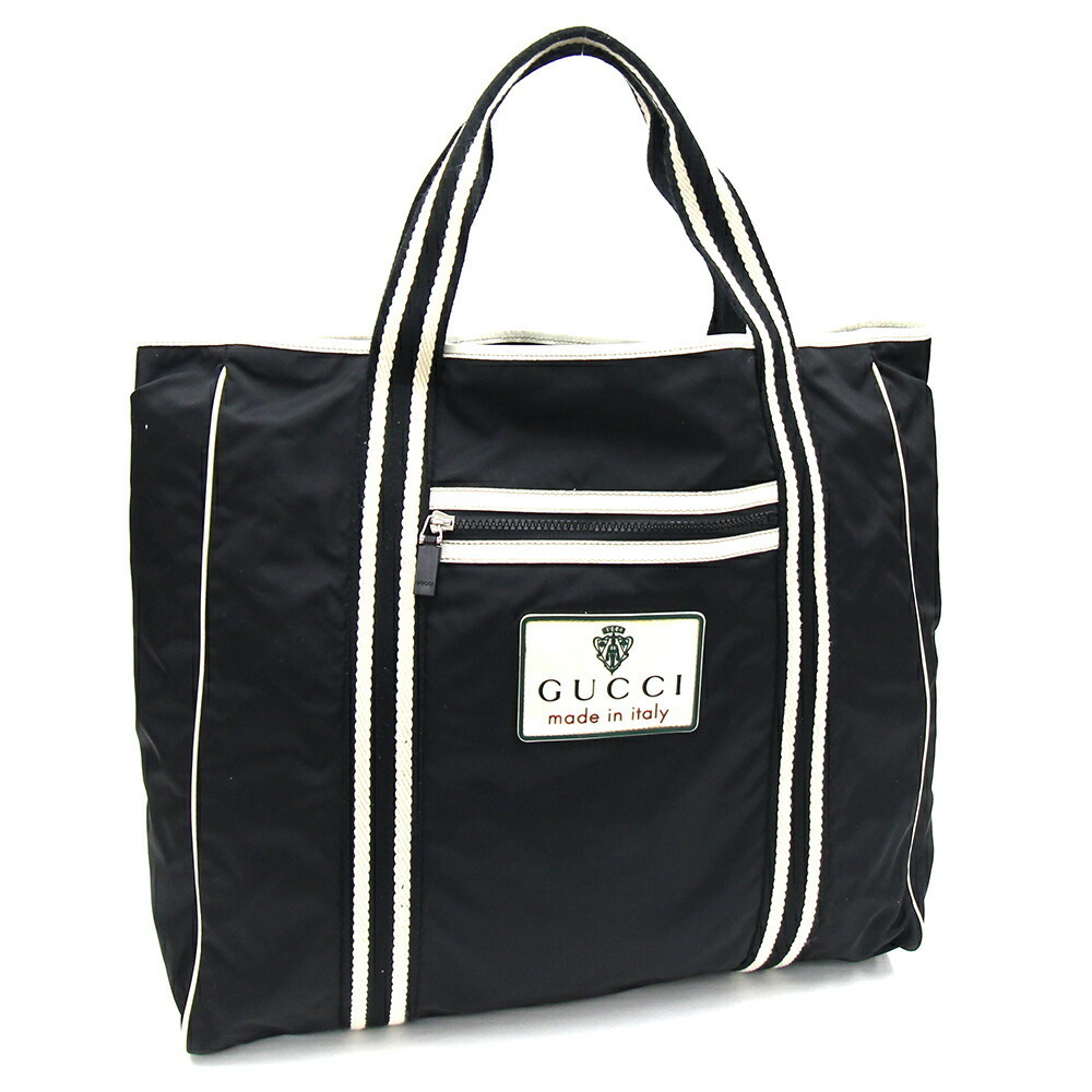Gucci gym travel Nylon Bag Bag Leather Black Tote Shoulder